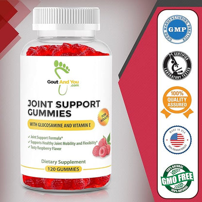120 Extra Strength Joint Support Chewable Gummies with Glucosamine & Vitamin E - Natural Joint & Flexibility Support