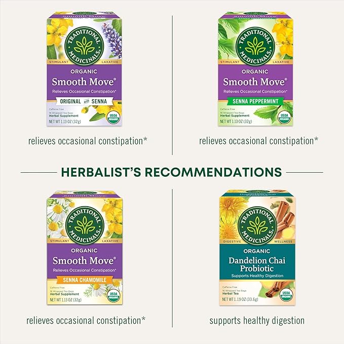 Traditional Medicinals - Smooth Move Laxative Capsules - Contains Organic Senna - Natural Herbal Constipation Relief - 50 Capsules (3 Pack)
