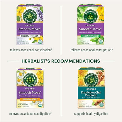 Traditional Medicinals - Smooth Move Laxative Capsules - Contains Organic Senna - Natural Herbal Constipation Relief - 50 Capsules (3 Pack)