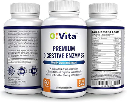 Premium Digestive Enzymes with Plant-Based enzymes, Supports Better Digestion, Better Nutrient Absorption (60 Non-GMO Vegetable Capsules)