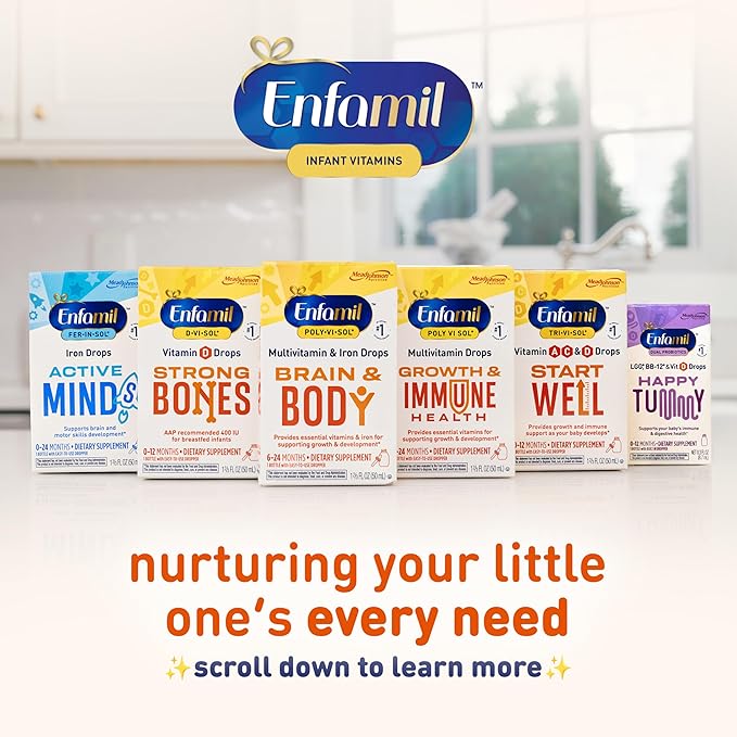 Enfamil Tri-Vi-Sol Infant Multivitamin Drops, Supports Growth & Immune Health for Babies, 50mL Bottle
