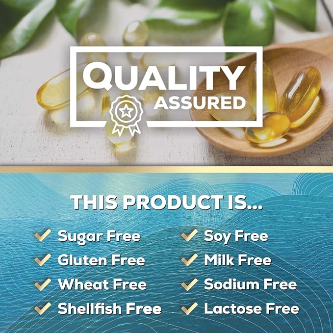 Omega 3 Fish Oil Triple Strength 1200 mg Softgels, Omega-3 Supplements, Natural Brain Heart Health & Immune Support - Fatty Acids with EPA & DHA - Wild Caught Fish Oil Supplement - 120 Softgels