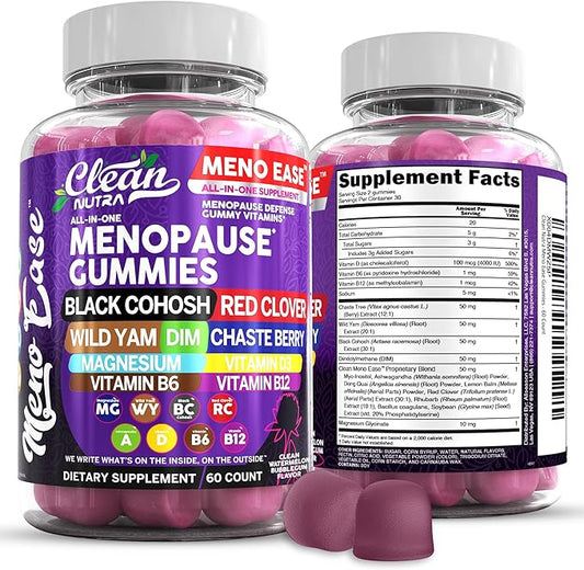 Menopause Supplement for Women Gummies with Black Cohosh, Wild Yam, DIM, Magnesium, Red Clover Chasteberry for Hormone Balance Relief Night Sweats Mood Plus Bergamot, Vitamin D3, Vitamin B6 B12