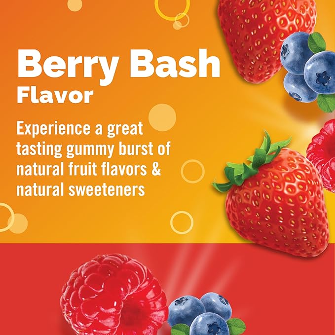 Emergen-C Kidz Daily Immune Support Dietary Supplements, Flavored Gummies with Vitamin C and B Vitamins for Immune Support, Berry Bash - 44 Count