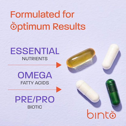 Binto Prenatal Kit - 4-in-1 Supplements for Healthy Mom & Baby - 30 Day Supply - Multivitamin, Probiotics, Iron, DHA, Methylated Folate & Folic Acid - Non-GMO, Gluten-Free, Vegetarian