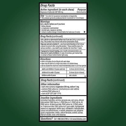 Dulcolax Chewy Fruit Bites, Saline Laxative, Cherry Berry (30ct) Cramp-Free Constipation Relief (Pack of 2)