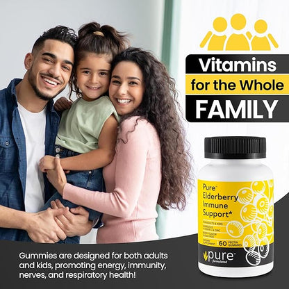 Sambucus Elderberry Gummies with Zinc & Vitamin C - Sugar Free Elderberry Immune Support Gummies & Vitamins for Adults & Kids – Vegan & Non-GMO – Pack of 2