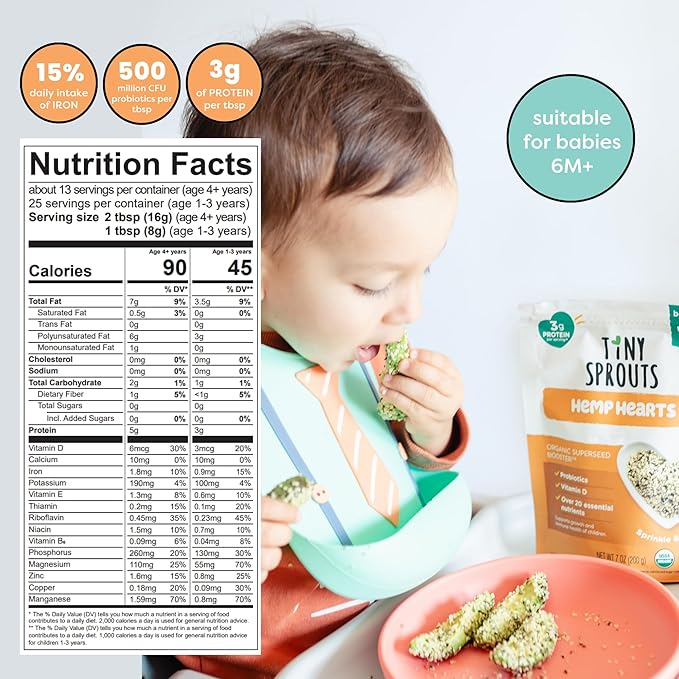 Organic Superseed Bundle - Hemp Hearts, Milled Chia Seeds and Milled Flaxseeds with VITAMIN D + PROBIOTICS Added, for 6M+ Babies Toddlers & Kids Immune & Digestive Support (7oz x 3 Pack)