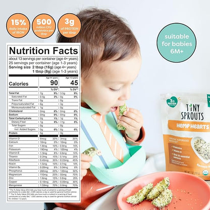 Organic Superseed Bundle - Hemp Hearts, Milled Chia Seeds and Milled Flaxseeds with VITAMIN D + PROBIOTICS Added, for 6M+ Babies Toddlers & Kids Immune & Digestive Support (7oz x 3 Pack)