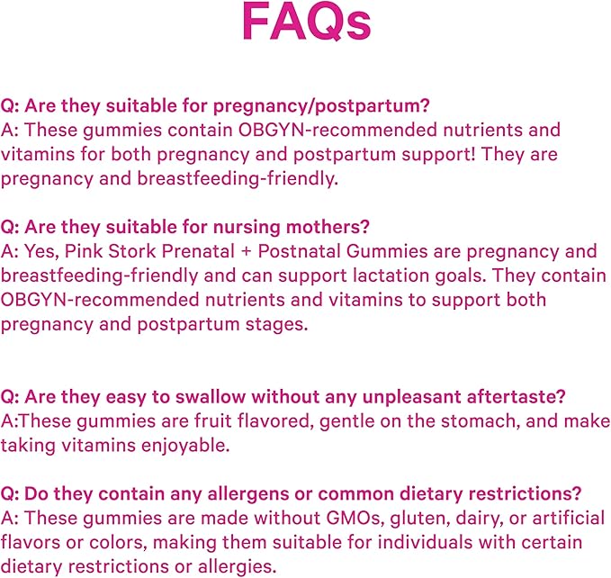 Pink Stork Prenatal + Postnatal Gummy Vitamins for Women - Multivitamin for Pregnancy + Postpartum Recovery - 60 Gummies