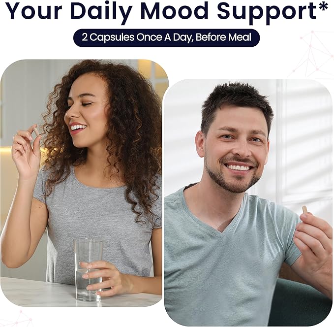 5-HTP - 200mg 5HTP Supplement (5-Hydroxytryptophan) to Support Mood Plus Sleep*, Stress Relief*, 60 Capsules - 30 Day Supply, Made in USA