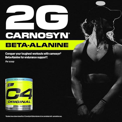 Cellucor C4 Original Pre Workout Powder Sugar Free for Men & Women 200mg Caffeine + CarnoSyn Beta-Alanine + Creatine + AI Peptides - ICY Blue Razz, 30 Servings