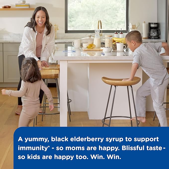 Mommy's Bliss Organic Elderberry Syrup & Immunity Boost With Vitamins, Prebiotics & Echinacea for Kids & Adults 1 yr+, 3 Fl Oz