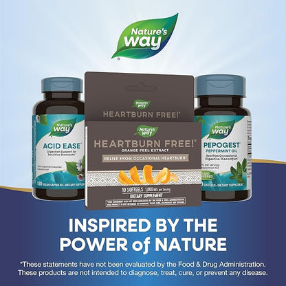 Nature's Way Heartburn Free! Orange Peel Extract Supplement, Occasional Heartburn Relief*, 10 Softgels