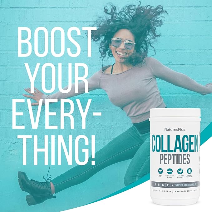 Natures Plus Collagen Peptides - 0.65 lbs Powder, Pack of 2 - Hair, Skin, Nail & Joint Health, Immune System Support - Non-GMO, Gluten Free - Up to 56 Total Servings