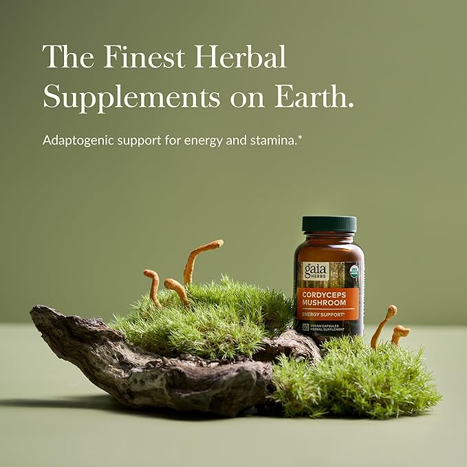 Gaia Herbs Cordyceps Mushroom - Energy Support Supplement for Sustaining Energy, Endurance, and Stamina - with Organic Cordyceps Mushroom - 40 Vegan Liquid Phyto-Capsules (40-Day Supply)