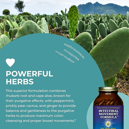 HealthForce SuperFoods Intestinal Movement Formula - Natural Laxative Supports Bowel Regularity - All-Natural Digestion Supplement to Support Constipation - Gluten-Free & Vegan - 360 Caps