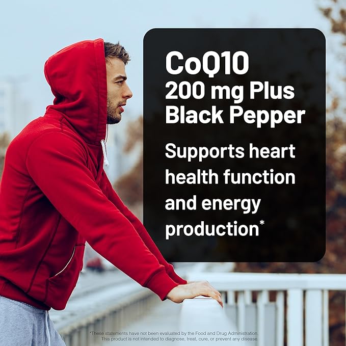 NatureWise CoQ10 200mg + Black Pepper Softgels - High Absorption Coenzyme Q10 + Black Pepper - Antioxidant for Heart Health + Cellular Energy - Vegan, Non-GMO, Gluten-Free - 200 Count[200-Day Supply]