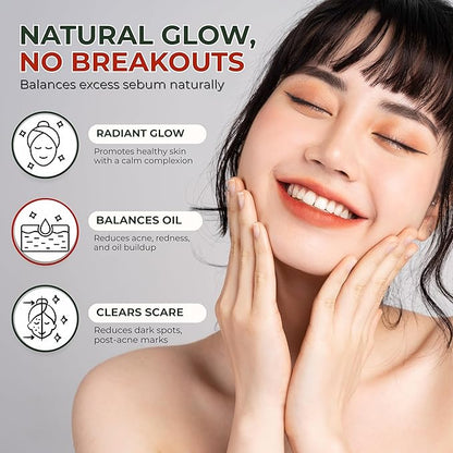 Acne Cleanse Capsules.Powerful Vitex Angus Extract, Niacinamide, Biotin for Teens & Adults. Organic Acne Treatment,Cystic Pimples, Oily Skin to Natural Clear Skin Vitamins Supplement- 60 Count