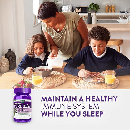 ZzzQuil Pure Zzzs Sleep + Immune Support Melatonin Sleep Aid Gummies with Elderberry, Zinc, Chamomile, Lavender, & Valerian Root, 1mg per Gummy, 60 ct (Pack of 2)