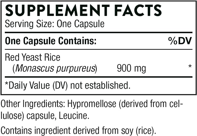 THORNE Choleast-900-900mg Red Yeast Rice Extract - Gluten-Free Supplement Supports Healthy Cholesterol Levels Already in a Normal Range, Heart & Blood Pressure* - 120 Capsules