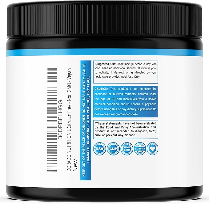 L Citrulline Powder Supplements (3g) Support L Arginine & Nitric Oxide Booster Powder - L-Citruline Supplements For Men & Women - Stamina , Endurance , Performance for Workouts - Vegan & USA Made