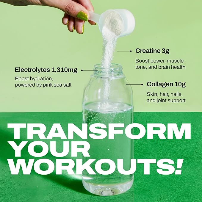 Harlo - Raspberry Salt Electrolyte Drink Mix with Bovine Collagen & Creatine- Creatine Monohydrate Powder - Energy Drink Powder - Pre Workout Powder - Sugar Free Energy Drinks - Post Workout Recovery