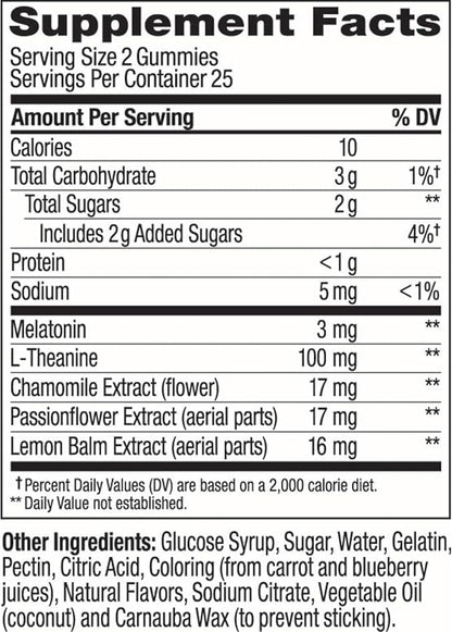 OLLY Sleep Gummy, 3 mg Melatonin, L-Theanine, Chamomile, Lemon Balm, Sleep Aid, Blackberry, 50 Count (Packaging May Vary)