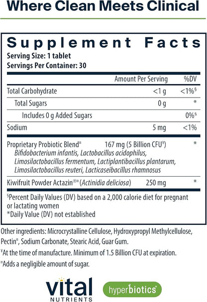Hyperbiotics Vital Nutrients Pro-Natal Prenatal Probiotics for Women | Support for Occasional Nausea, Bloating, and Gas | Vegan Pregnancy Probiotic for Women | Gluten, Dairy, Soy Free | 30 Tablets