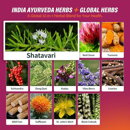 Organic Shatavari Root Menopause Support Drops for Women. PMS, Hot Flashes & Night Sweats Relief Supplement w/Red Clover, Dong Quai & Black Cohosh. Herbal Extract Health Tincture. 2oz