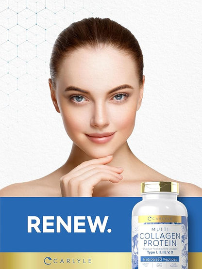 Carlyle Multi Collagen Protein Capsules 2000mg | 300 Count | Type I, II, III, V, X | Collagen Peptide Pills | Keto & Paleo Friendly, Gluten Free, Non-GMO Supplement