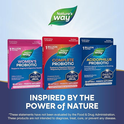 Nature's Way Complete Probiotic Pearls, Supports Digestive Balance*, 1 Billion Live Culture, Supplement for Men and Women, No Refrigeration Required, 30 Softgels (Packaging May Vary)