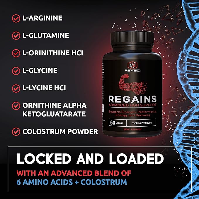 HGH Supplements for Men & Women - REVSCI Regains Starter Pack, HGH Human Growth Hormone Supplements for Men, Anabolic Muscle Builder for Men, Muscle Recovery Post Workout Supplement, 30 Protein Pills