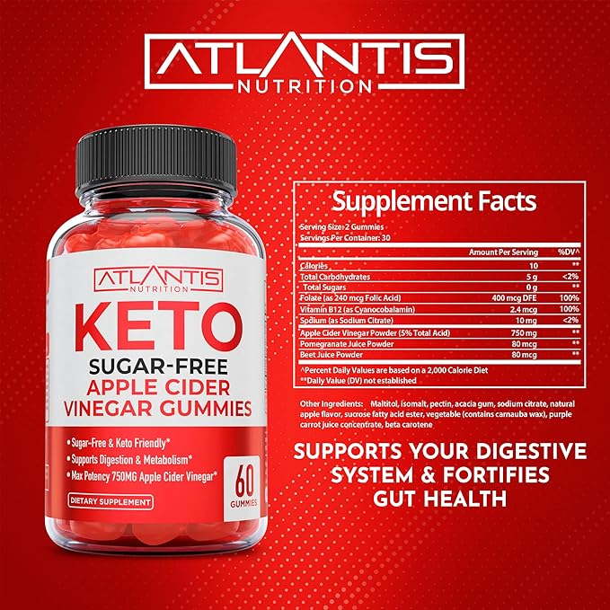 Atlantis Nutrition Hormonal Balance PMS Relief 60 Gummies + Sugar Free Keto Apple Cider Vinegar 60 Gummies