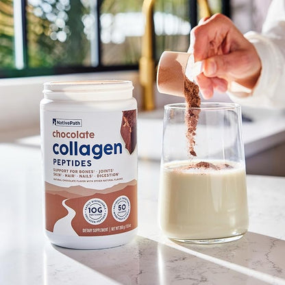NativePath Collagen Peptides - Hydrolyzed Type 1 & 3 Collagen. Keto & Paleo Grass-Fed Protein Powder for Hair, Skin, Nails, Bones, Joints, Digestion and More - No Gluten or Dairy (Chocolate, 268g)