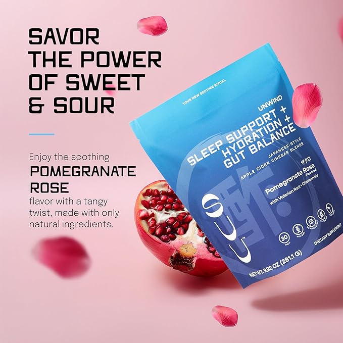 Sleep, Hydration & Gut Health Powder Drink – Melatonin-Free, Japanese Style Apple Cider Vinegar Blends with Valerian Root & Chamomile, Supports Sleep, Relaxation & Digestion, Unwind, 30 Servings