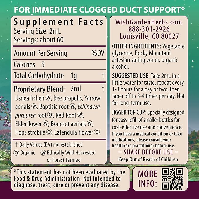 WishGarden Herbs Happy Ducts Lactation Support - Clogged Milk Duct Relief Supplement, Herbal Breastfeeding Support Supplement Tincture for Breast Engorgement Relief and Clogged Milk Ducts, 4oz
