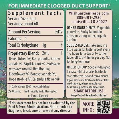 WishGarden Herbs Happy Ducts Lactation Support - Clogged Milk Duct Relief Supplement, Herbal Breastfeeding Support Supplement Tincture for Breast Engorgement Relief and Clogged Milk Ducts, 4oz
