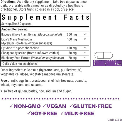Bluebonnet Nutrition BrainPower – Whole Food-Based Nootropic Blend - for Brain Health*- Non-GMO, Vegan - Free of Gluten, Dairy, Soy & Stimulants - 60 Vegetable Capsules, 30 Servings