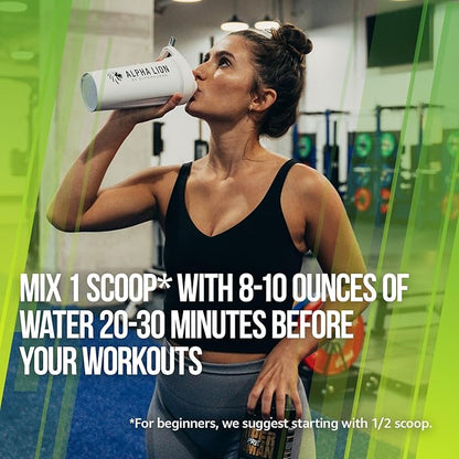 ALPHA LION Superhuman Pre Workout Powder, Beta Alanine, L-Taurine & Tri-Source Caffeine for Sustained Energy & Focus, Nitric Oxide & Citrulline for Pump (21 Servings, Green Gummy Bear Flavor)