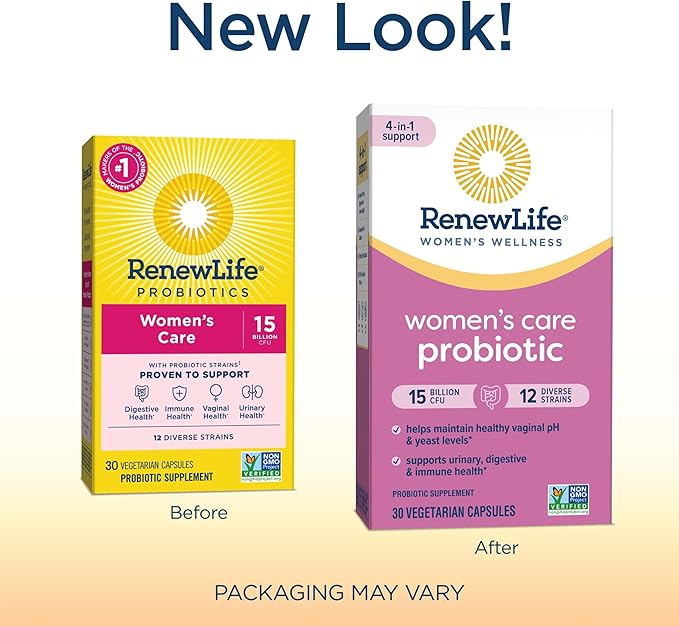 Renew Life Women's Probiotic Capsules, Supports pH Balance for Women, Vaginal, Urinary, Digestive and Immune Health, L. Rhamnosus GG, Dairy, Soy and Gluten-Free, 15 Billion CFU - 30 Ct