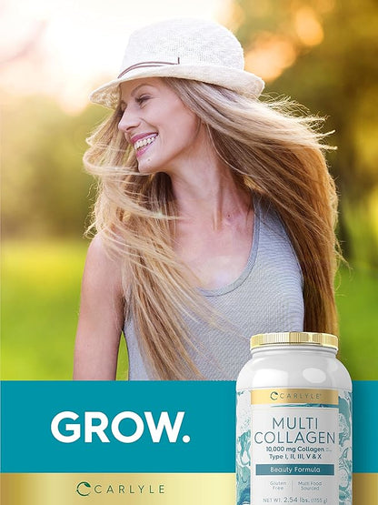 Carlyle Multi Collagen Peptides Powder 40 oz | 10000 mg | Type I, II, III, V & X | Collagen Peptides Supplement with Protein | Multi Food Sourced Collagen | Gluten Free
