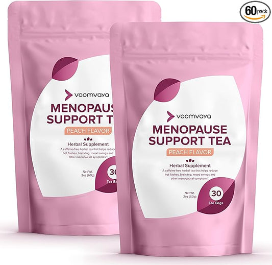 VoomVaya Save 10% on Menopause Support Tea 2-Pack Bundle - Natural Menopause Relief for Women w/Red Clover & Black Cohosh - Night Sweats & Hot Flashes Relief - Peach Flavor - 90 Teabags