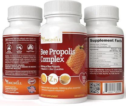 Super Bee Propolis Complex with Vitamin C, Zinc & Lecithin (200 Capsules)