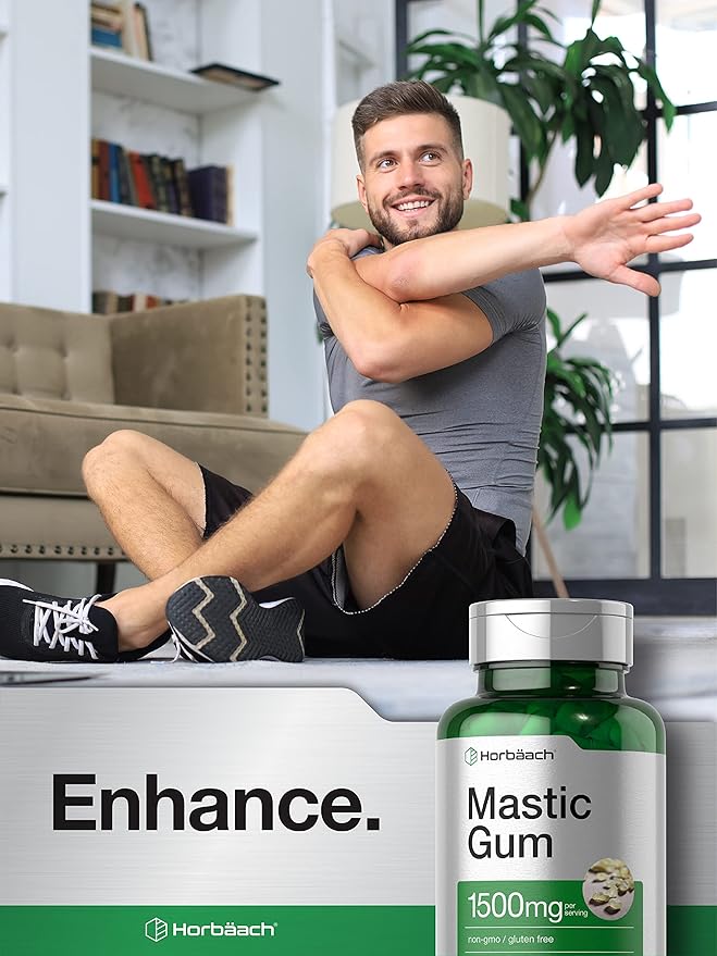 Horbäach Mastic Gum Capsules 1500mg 100 Count | Non-GMO & Gluten Free