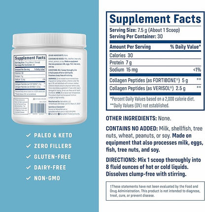 NativePath Bone Health Collagen Peptides, Type 1 & 3, with Fortibone and Verisol, 7.9 Ounce, 30 Servings