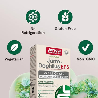 Jarrow Formulas Probiotics for Women and Men Digestive Health - Probiotic Nutritional Supplements, Gut Health, 25 Billion CFU, 30 Capsules, 30 Day Supply