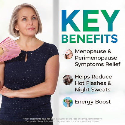 Her Harmony Menopause Supplements for Women - Hot Flashes Menopause Relief & Hormone Balance for Women - Contains Black Cohosh, Dong Quai, Red Clover & More - Estrogen Free - 60 Capsules