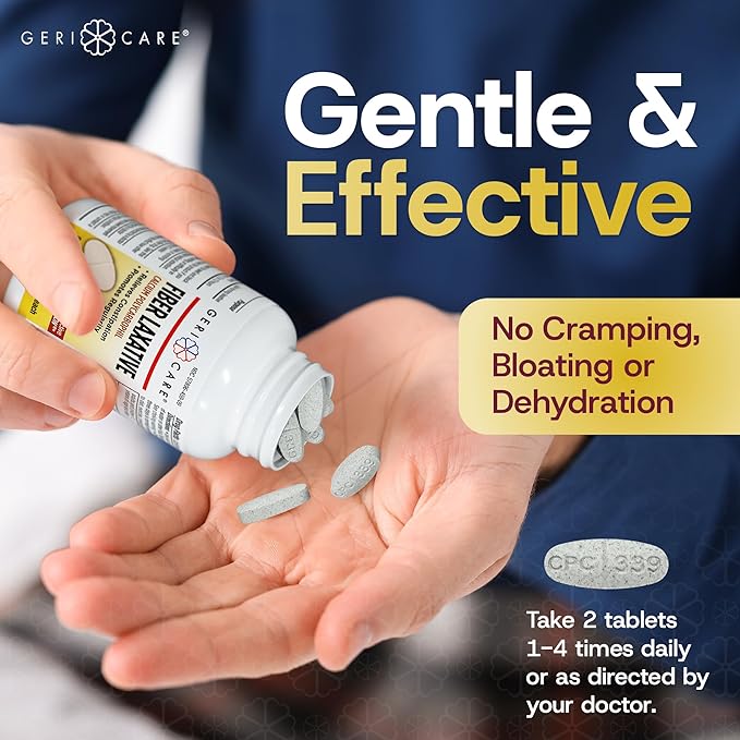 GeriCare Fiber Laxative - 625mg Calcium Polycarbophil Fiber Supplement for Women and Men - Gentle Effective OTC Relief for Constipation and Hemorrhoids - Insoluble Fiber Caplets (90 Count)