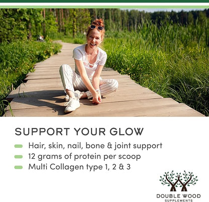 Collagen Peptides Powder - Hydrolyzed Collagen, Keto Safe - 16.08oz - Multi Type 1, 2, and 3 (Grass Fed Bovine Source)(Colageno Hidrolizado) Collagen Supplements for Women and Men by Double Wood